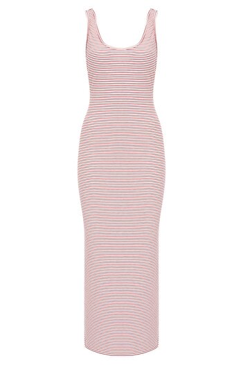 La Sarta Stripe Striped Camisole Strap Back Low-cut Dress