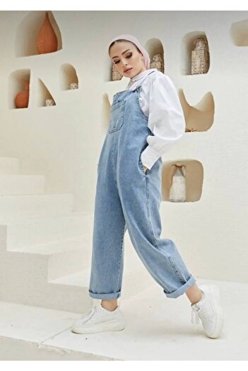 modaalone Kadın Mavi jeans Tulum , Salopet , Slopet , Kadın Hamile Tulum