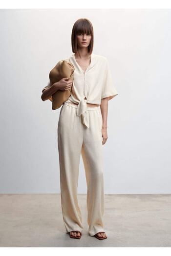 MANGO Woman Satin Trousers - Elastic Waist