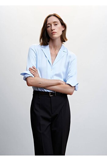 MANGO Woman Collared Flowy Shirt