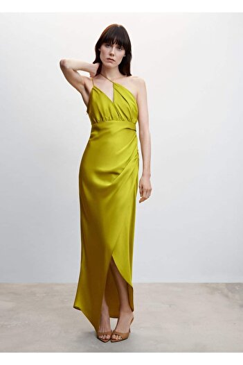 MANGO Woman Ασύμμετρο Σατέν Φόρεμα