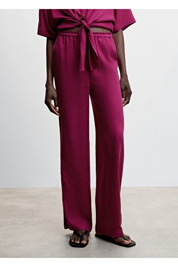 MANGO Woman Satin Trousers - Elastic Waist
