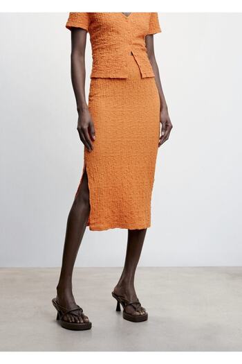 MANGO Woman Textured Slit Skirt