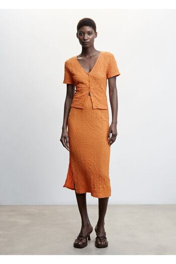 MANGO Woman Textured Slit Skirt