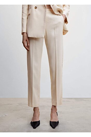 MANGO Woman Straight Cut Fabric Trousers