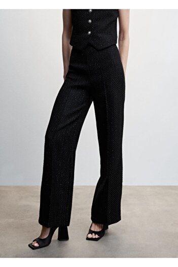 MANGO Woman Stoned Buttoned Tweed Trousers
