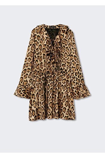 MANGO Woman Dökümlü Leopar Desenli Elbise
