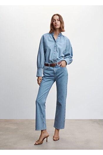 MANGO Woman Puffy Sleeve Denim Shirt