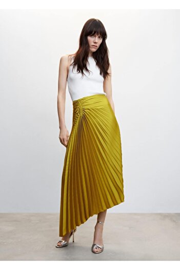 MANGO Woman Pleated Asymmetrical Skirt