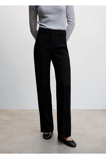 MANGO Woman Straight Cut Trousers with Slit Detail