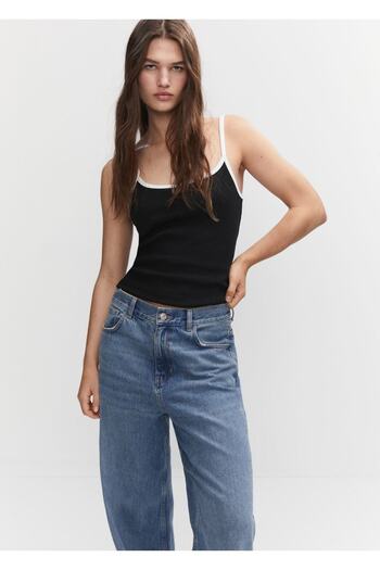 MANGO Woman Contrast thin suspender top