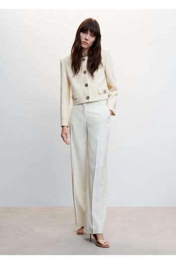 MANGO Woman Checkered Textured Jacket