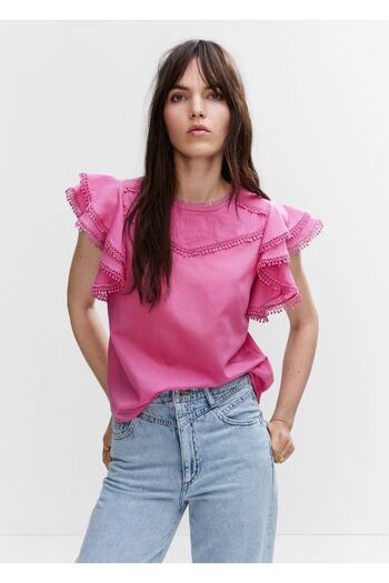 MANGO Woman Ruffle embroidered shirt