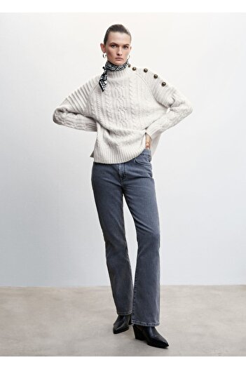 MANGO Woman Buttoned Braided Sweater