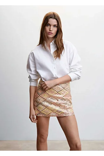 MANGO Woman Sequined mini skirt