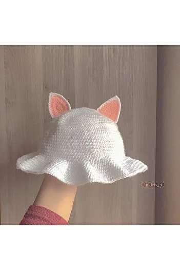 LeonButik В'язана шапка ручної роботи, біла, мила