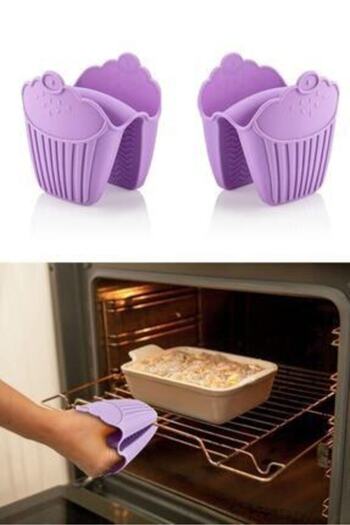 MİA HOME Set of 2 Silicone Oven Mitts and Tray Holders