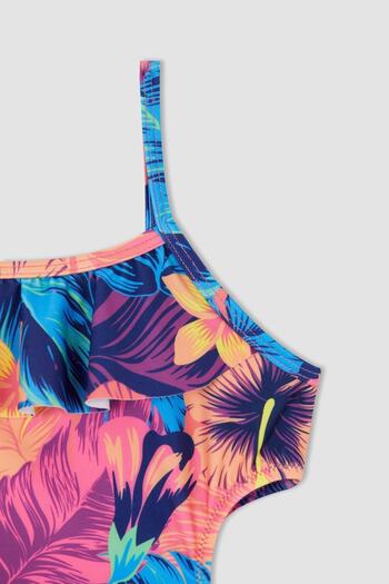 DeFacto Costum de baie cu bretele pentru fete cu modele florale