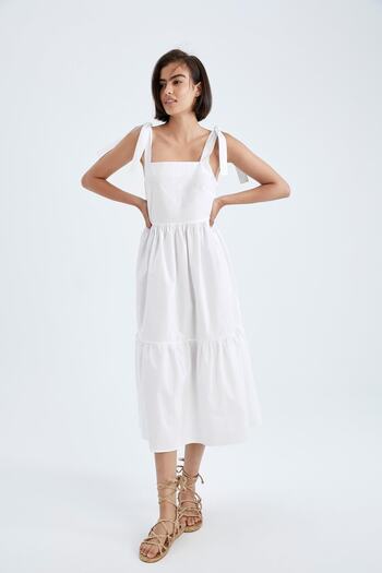 DeFacto Rochie midi din popelin cu bretele 100% bumbac