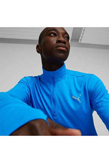 Puma RUN FAVORITE 1/4 ZIP M Mavi Erkek Eşofman Üstü