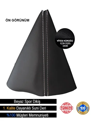 YUNHAT Opel Insignia 2008-2013 Black Leather White Sports Stitched Gear Shift Gaiter