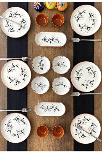 Yiğit Seramik Züccaciye Zeytindalı Model 16 Piece Breakfast Set for 6 Persons