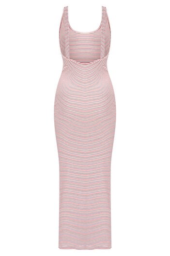 La Sarta Stripe Striped Camisole Strap Back Low-cut Dress