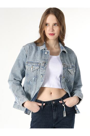 Colin's Regular Fit Cepli Mavi Kadın Jean Ceket