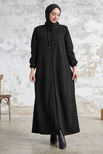 InStyle Levina Hidden Plaid Abaya - Black
