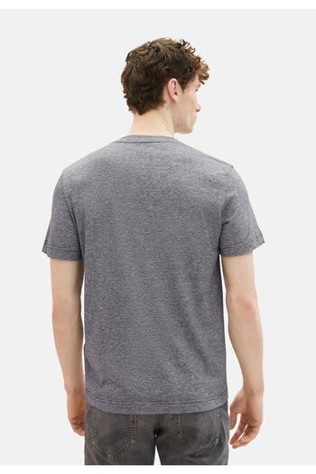 Tom Tailor T-Shirt gestreiftes Kurzarmshirt mit Rundhalsausschnitt und Foto-Print