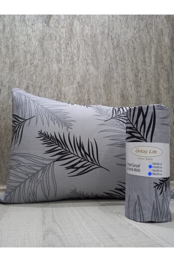 üntaş Untaş life new gray feather 160x200 double fitted sheet + 2 pillowcases
