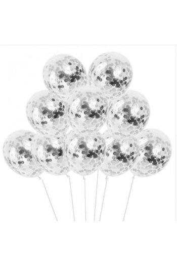 Hyd Balloon Transparent Balloon with Silver Confetti 10 Pieces