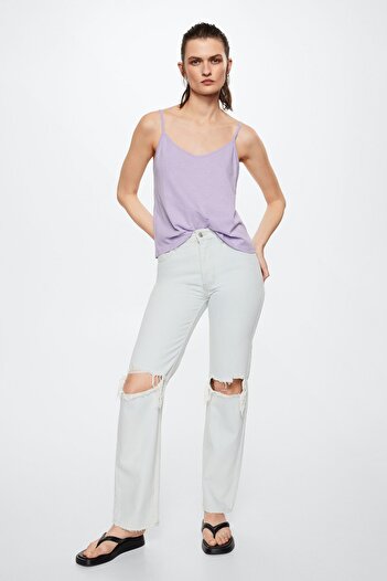MANGO Woman Lila Damenbluse 37040358