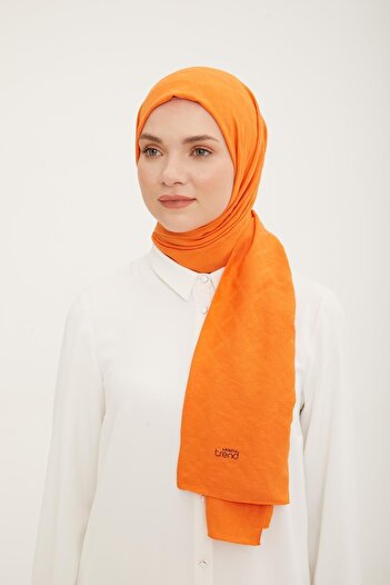 Armine Orange Jazz Shawl - Diamond Pattern and Cotton Texture