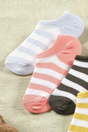 Znp Home 4 Pairs Women's Striped Short Socks | Extra Soft Unisex Cotton Booties Socks