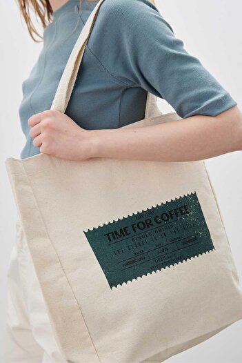 Manuka PRINTED GUESTS CLOTH BAG TIME FOR COFFEE