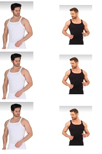 Berrak Men's Summer Thin Strap Ribbed Camisole Undershirt Cotton Pack of 6