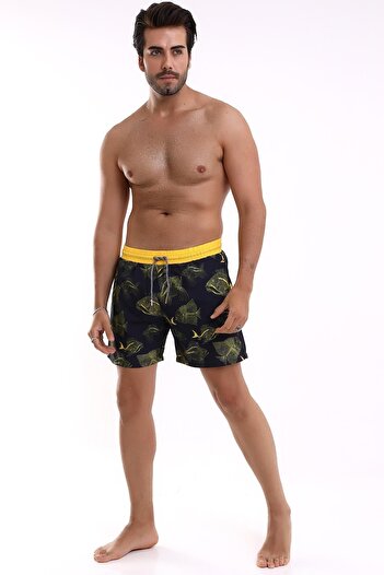 Deafox Schwarze Seeshorts für Herren mit Fischmuster