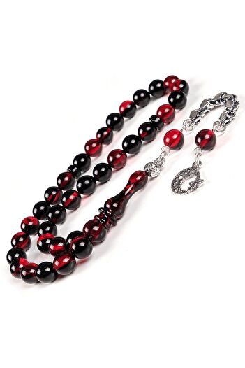 TESBİHCİBABA Sparrow Size Night Red Fire Amber Prayer Beads, Collectible Rosary