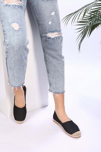Shoeberry Women's Lurica Black Linen Espadrille