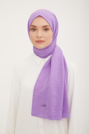 Armine Stripe Pattern Cotton Textured Jazz Shawl Purple