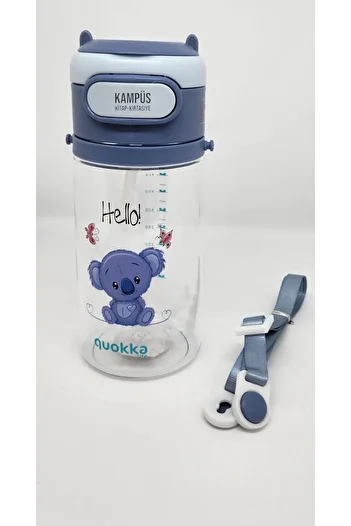 Taros Quokka 450ml Blue Hanging Flask with Straw