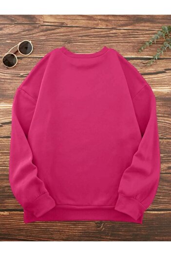 MOONBULL Unisex Pembe New York Brooklyn Baskılı Sweatshirt