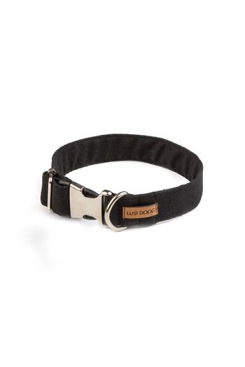 Lusi Doog Black Dog Neck Collar Dog Bow Tie and Walking Strap Set
