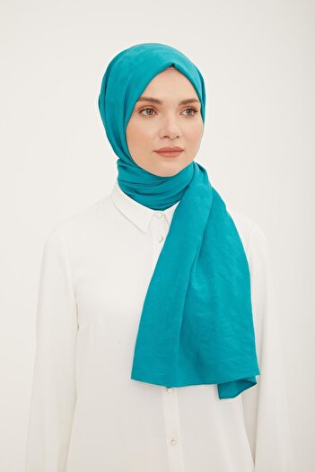 Armine Geometric Pattern Cotton Textured Jazz (Jazz) Shawl Petrol Color