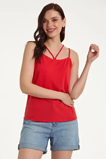 İKİLER Cross Collar Strappy Blouse 023-1072