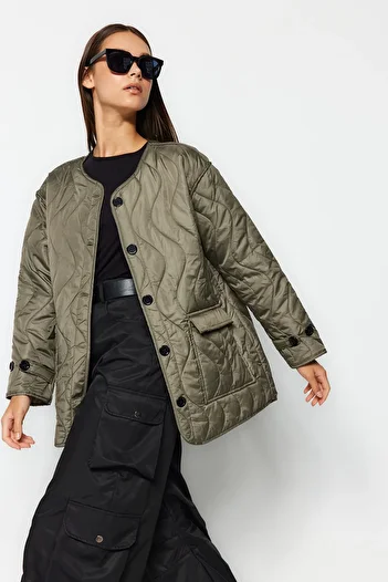 Trendyol Collection Khaki Water Repellent Quilted Coat TWOAW24MO00029