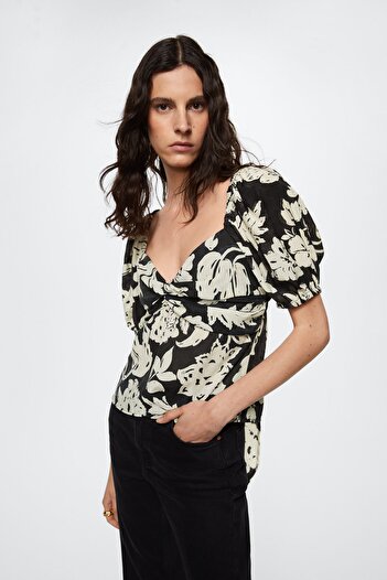 MANGO Woman Черна дамска блуза 37050436