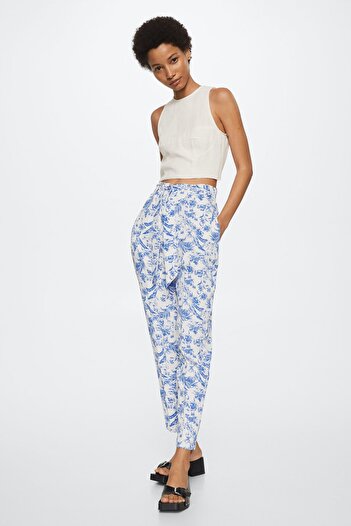 MANGO Woman Bílé dámské kalhoty 27019202