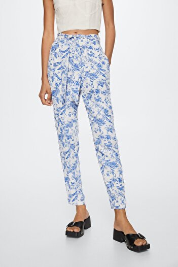 MANGO Woman Bílé dámské kalhoty 27019202